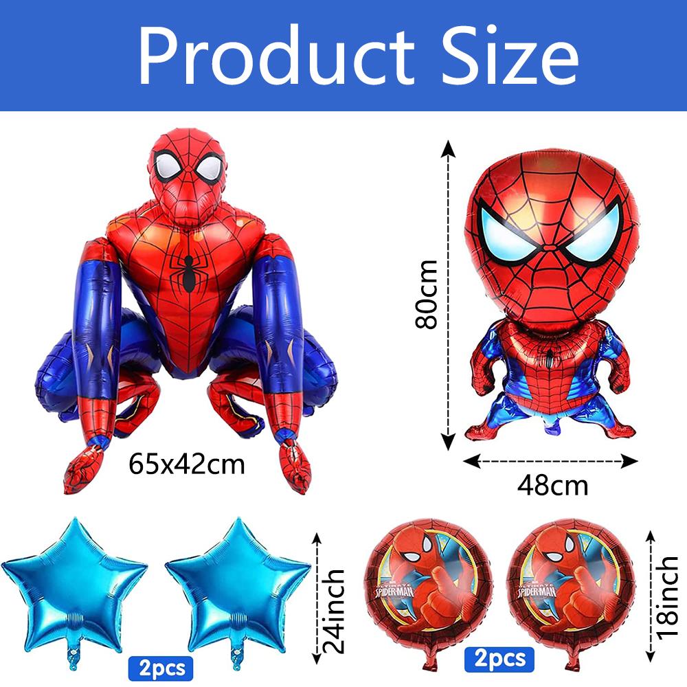 6pcs Ballons Spiderman Dessin Animé Décorations de Fête d'Anniversaire Ballon Spiderman 3D