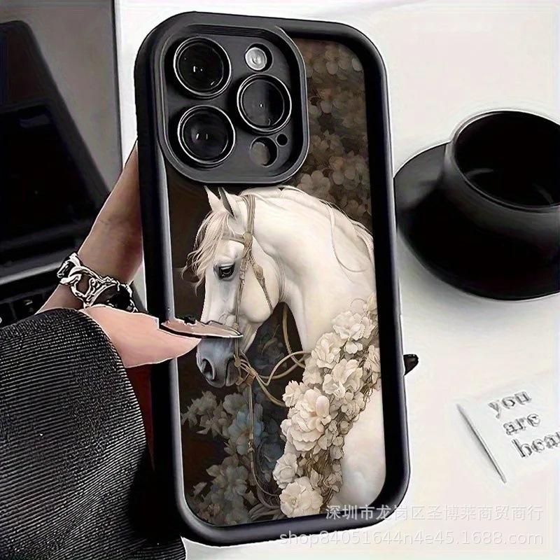 Flower White Horse for Apple 15 Mobile Phone Case Iphone12promax Set 14/13/11/XR Emery 16