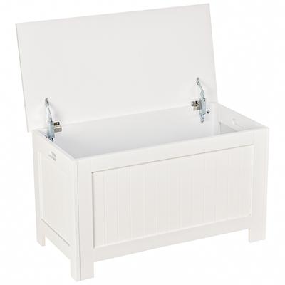 Arcón de Almacenamiento con Tapa, Arcón de Almacenamiento Versátil con Bisagra de Seguridad para Recibidor Sala de Estar, 81x40x46 cm, Blanco