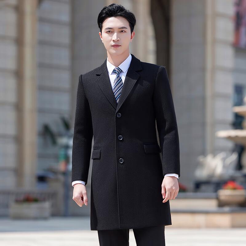 Teluoman Unisex Padded Wool Blend Business Overcoat