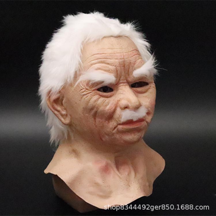 Weißbärtige alte Mann Maske, Weihnachtsmann Maske, Kopfbedeckung, neue Halloween kahle alte Mann Maske, Perückenmaske