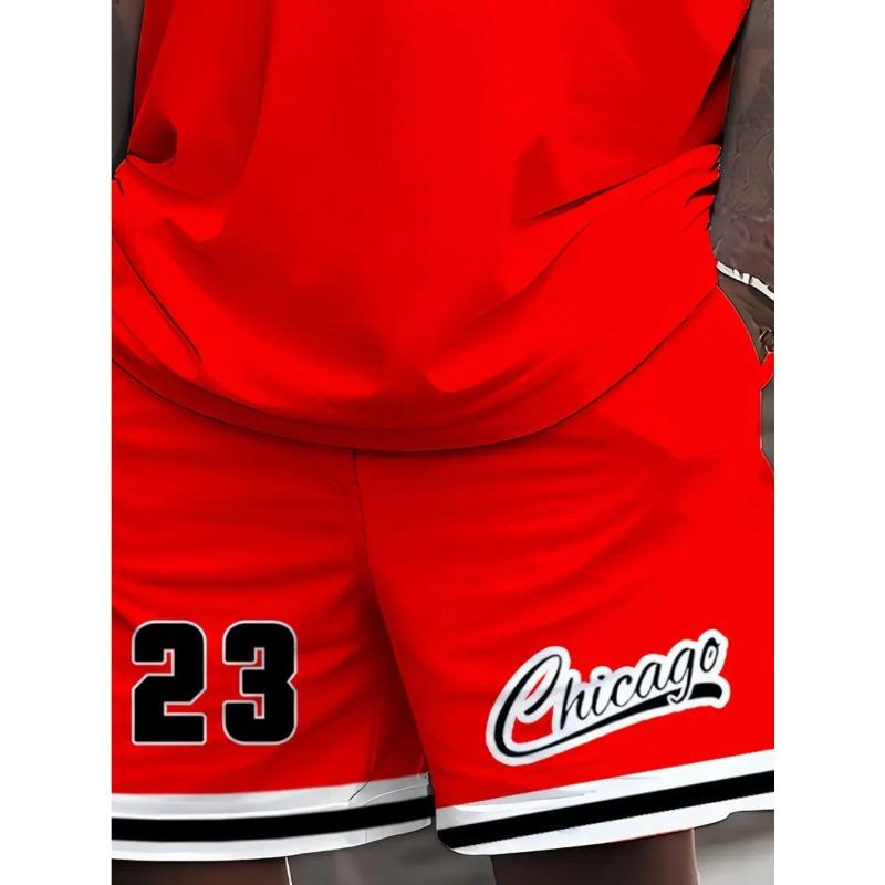 Sommer Buchstabenfarbdruck Modische lockere Herren Alltagsbequeme zweiteilige kurzärmelige Sportbekleidung