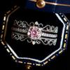 3 Pcs Light Luxury Micro Inlaid Women's Pink Main Zircon Surround Adjustable Fashionable Versatile Finger Birthday Gift