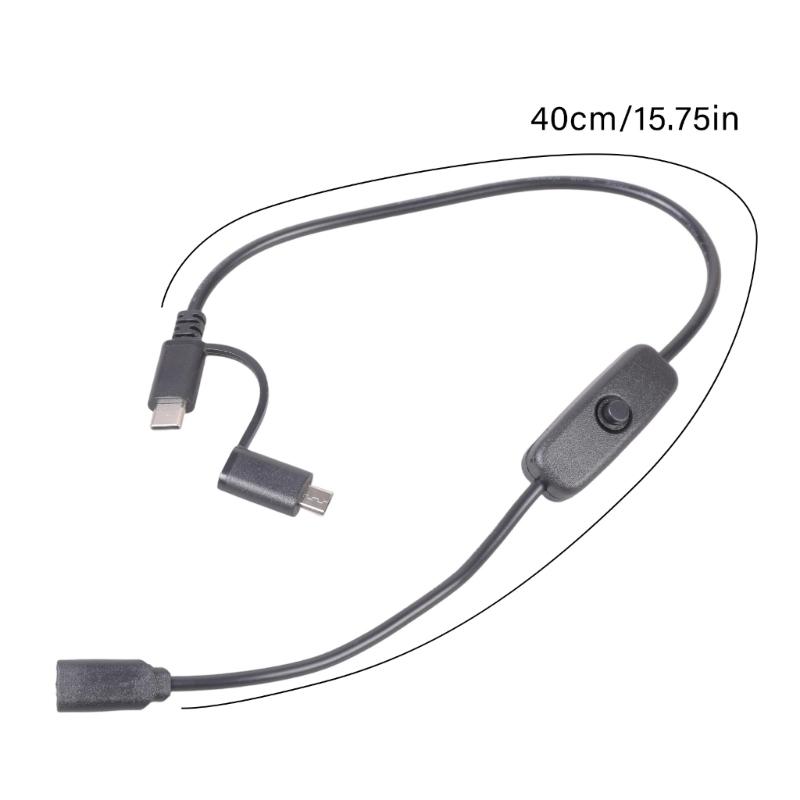 Double Output Charging Cord Featuring Type C And USB 5Pin Connectors With Integrated Switches For 5V 3A Gadgets