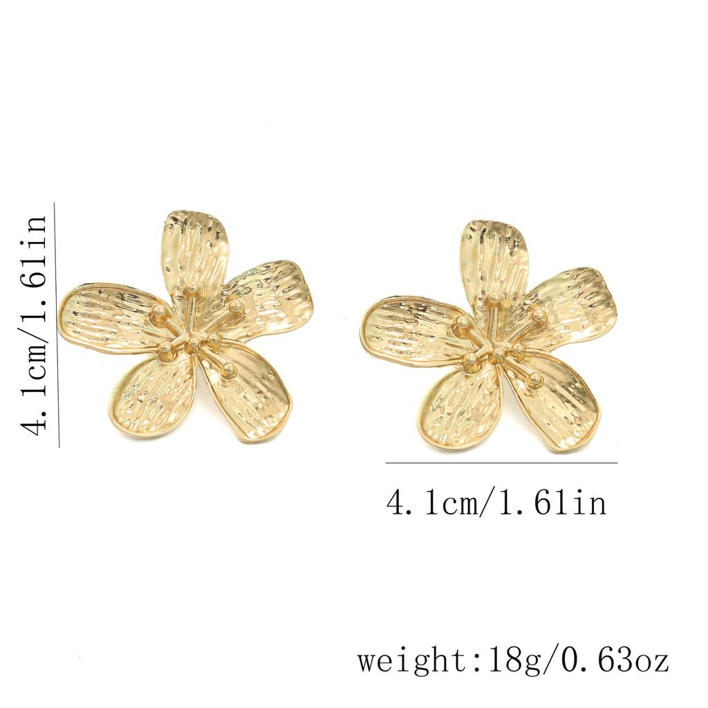 Vintage Metal Gold Color Flower Big Earrings for Women Fashion Floral Statement Earrings Jewelry Gift