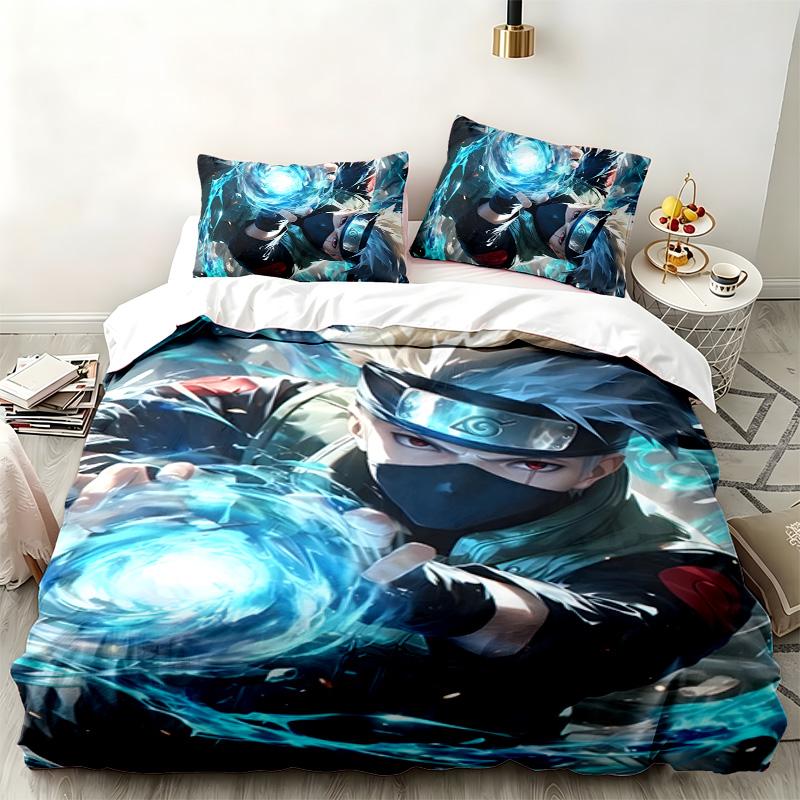 N-Narutos 3pc Set Perfect for Bedroom Use Comfortable Bedding Set Includes a Duvet Cover and Two Pillowcases Ideal Birthday or Christmas Gift