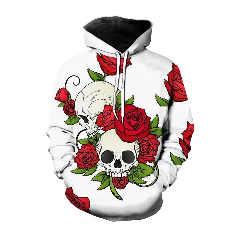 Fashion Autumn Skull Head Flower 3D Print Hoodies Men Women Casual Sweatshirts Oversized Hoodie Pullovers Tracksuit Clothing