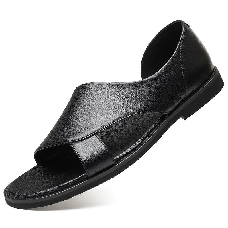 Fashion Men Sandals High Quality Cowhide Leather Sandals Fashion Outdoor Casual Summer Roman Shoes for Men Business Sandalias Big Size48