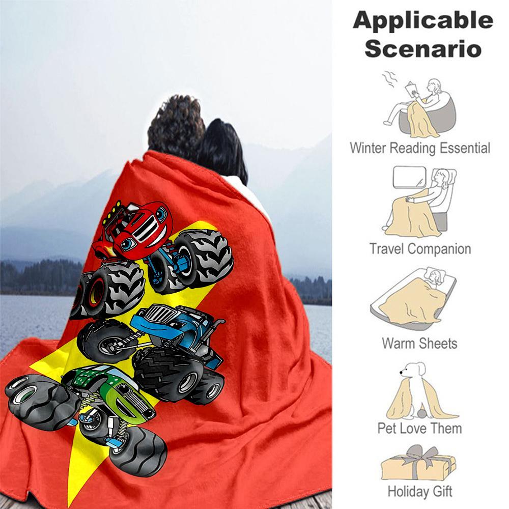 1PC Monster Trucks Outdoor Blanket Lightweight Flannel, Soft & Warm, All-Season Use for Sofa, Outdoor, Camping, Living Room, Office76