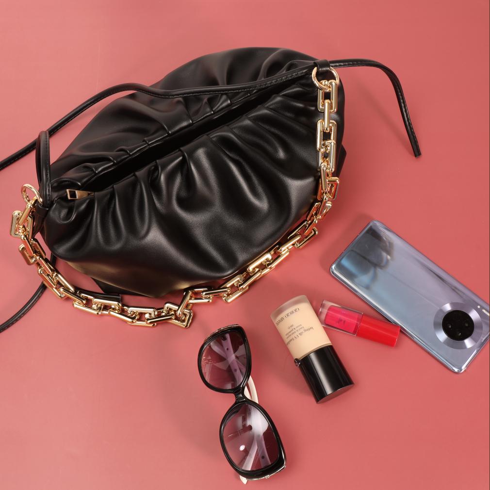 Same With 2021 New Handbag Shoulder Bag Thick Chain Fold Cloud Bag