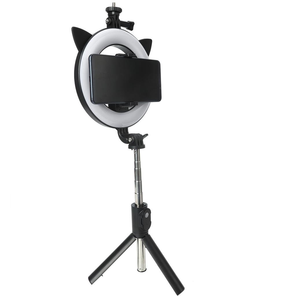 Selfie Stick with Cat EarShaped Fill Light Wireless Bluetooth Teacher Online Class Live