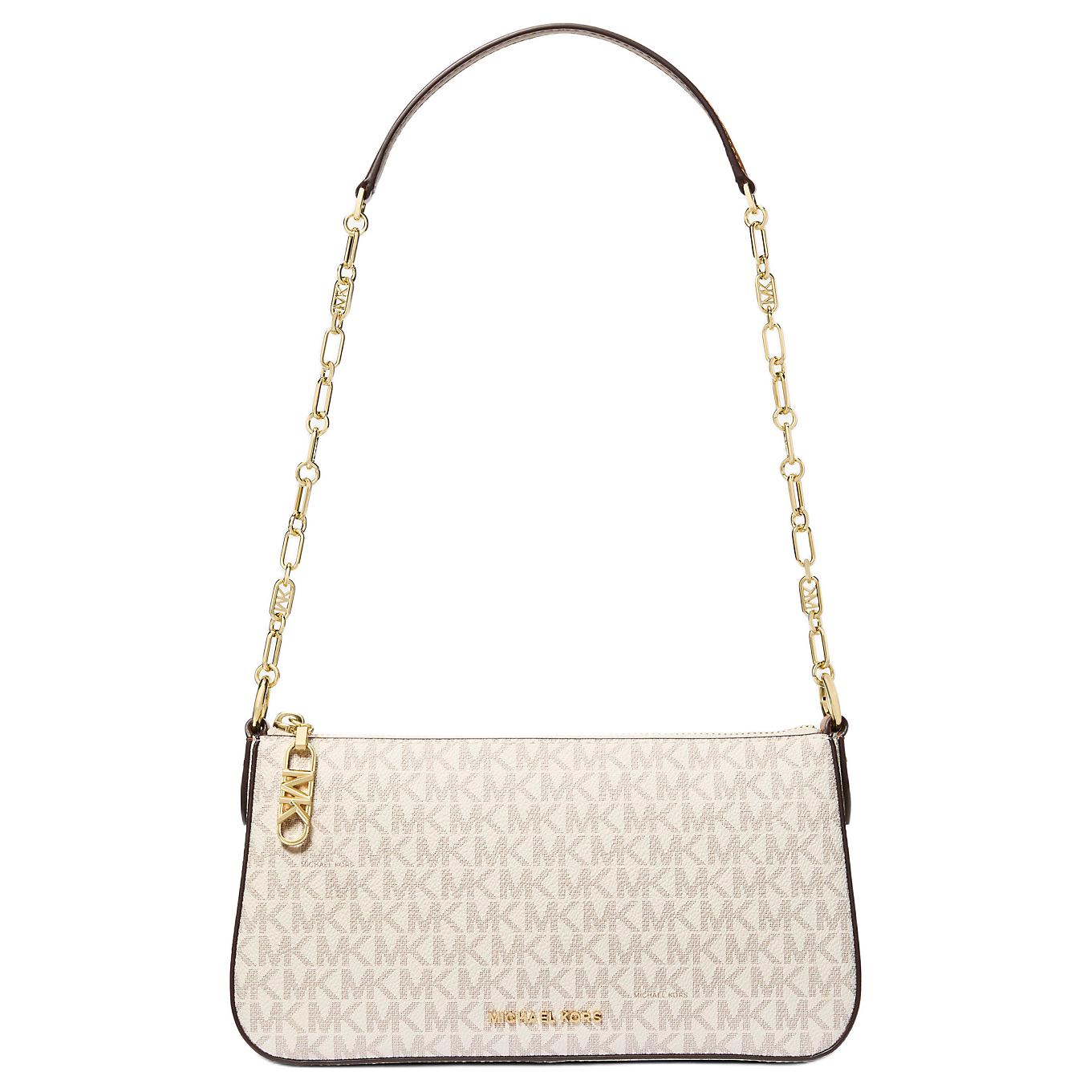 Michael Kors MK Empire Logo Chain Shoulder Strap Coated Canvas Medium Shoulder Bag Women shoulder bag Vanilla-White 32S5G8EW6B-VANIGLIA/GHIANDA Basic Set (Bag)
