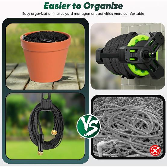 Garden Hose 50 Ft, Non-Expanding Water Hose, Flexible Ultra-Light, Anti-Kink, Wear-Resistant, Portable, Easy Storage, Hose With 3/4 For Outdoor