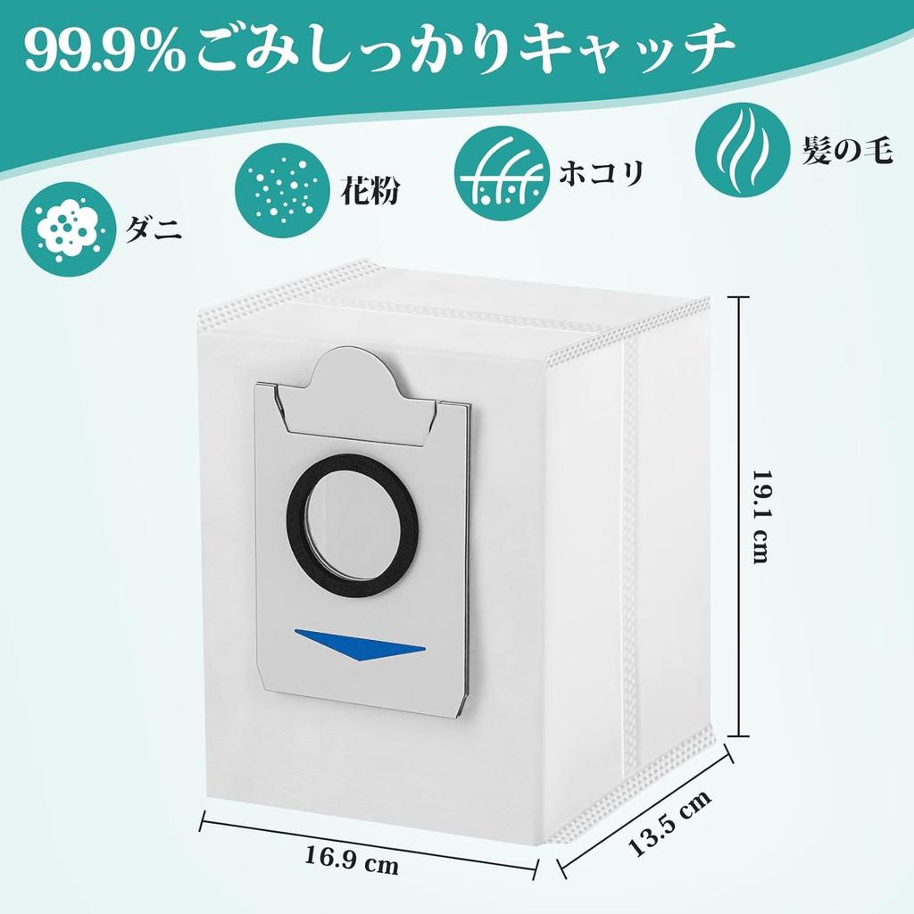 Ecovacs Paper Bags X2, Replacement Dust Bin for OMNI Robot Vacuum Cleaner, 10-Pack