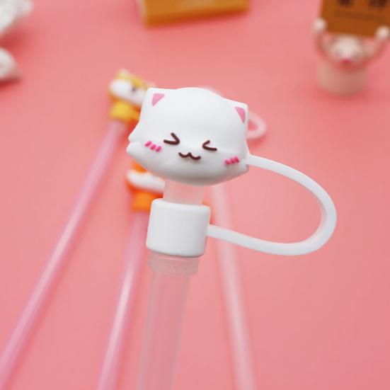 2 buc dopuri de paie reutilizabile, fără miros, încântător, moale, anti-alunecare, rezistente la praf, design de desene animate, capace de paie pentru utilizare zilnică