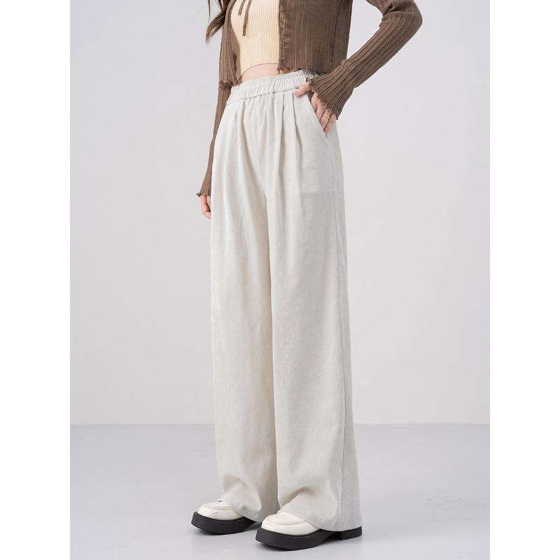 Autumn and Winter New Retro Double-sided Velvet High-waisted Wide-leg Pants Loose and Casual Drape Straight Trousers Children