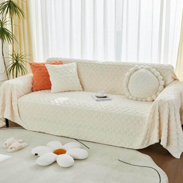 

Однотонное бархатное одеяло-полотенце для дивана, плюшевое теплое кресло, мебель, чехол для дивана, жаккардовое покрывало для дивана для домашних животных, собак 2 Seater-180x230cm бежевый