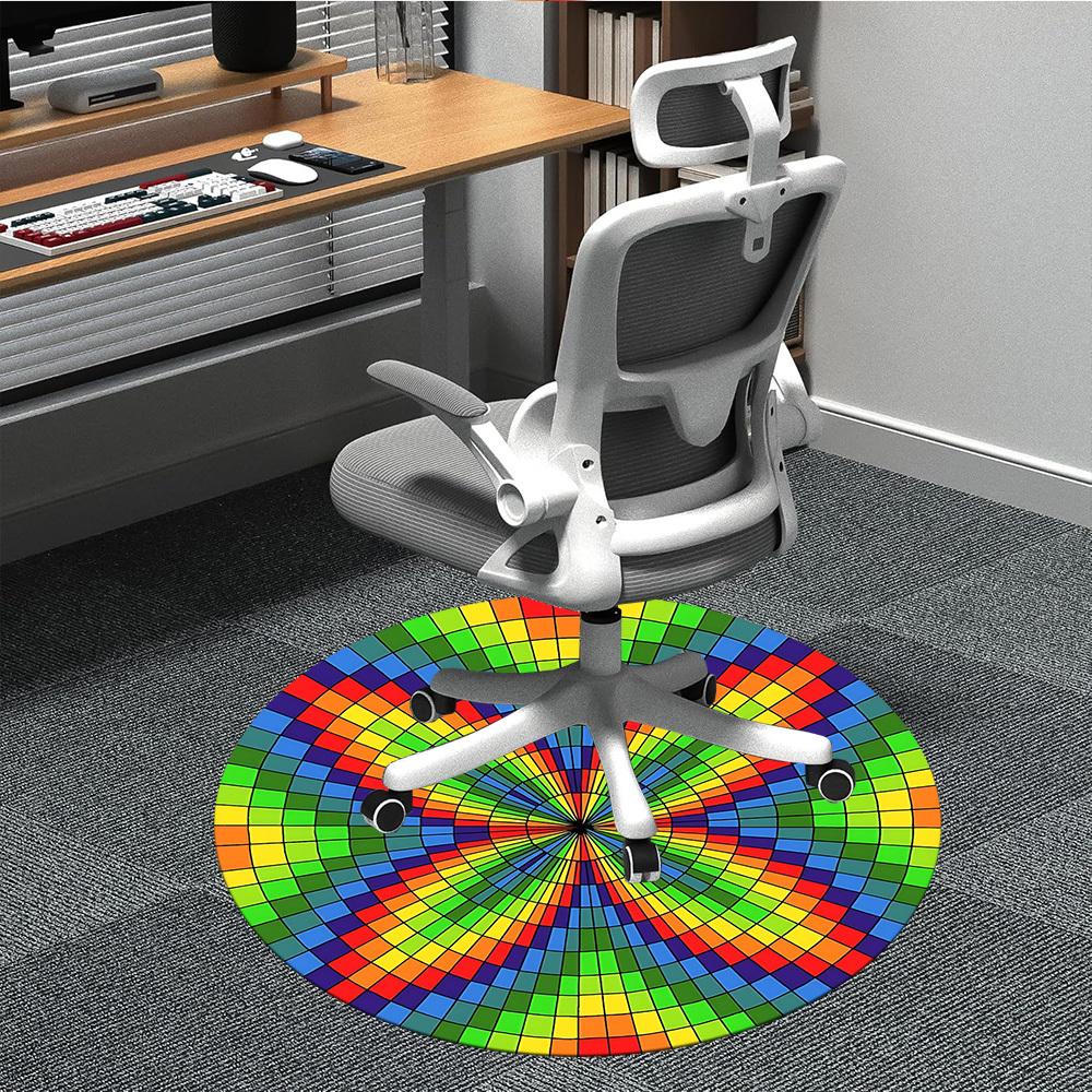 

1pc Color Wheel Chair Carpet for Office Non-Slip, Machine Washable Rug for Office - Holiday DecorMachine Made yy251029066 80cm by 80cm