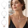 Women Butterfly Necklace with Full Diamond Pendant Choker And Alloy Plating Multiple Colors