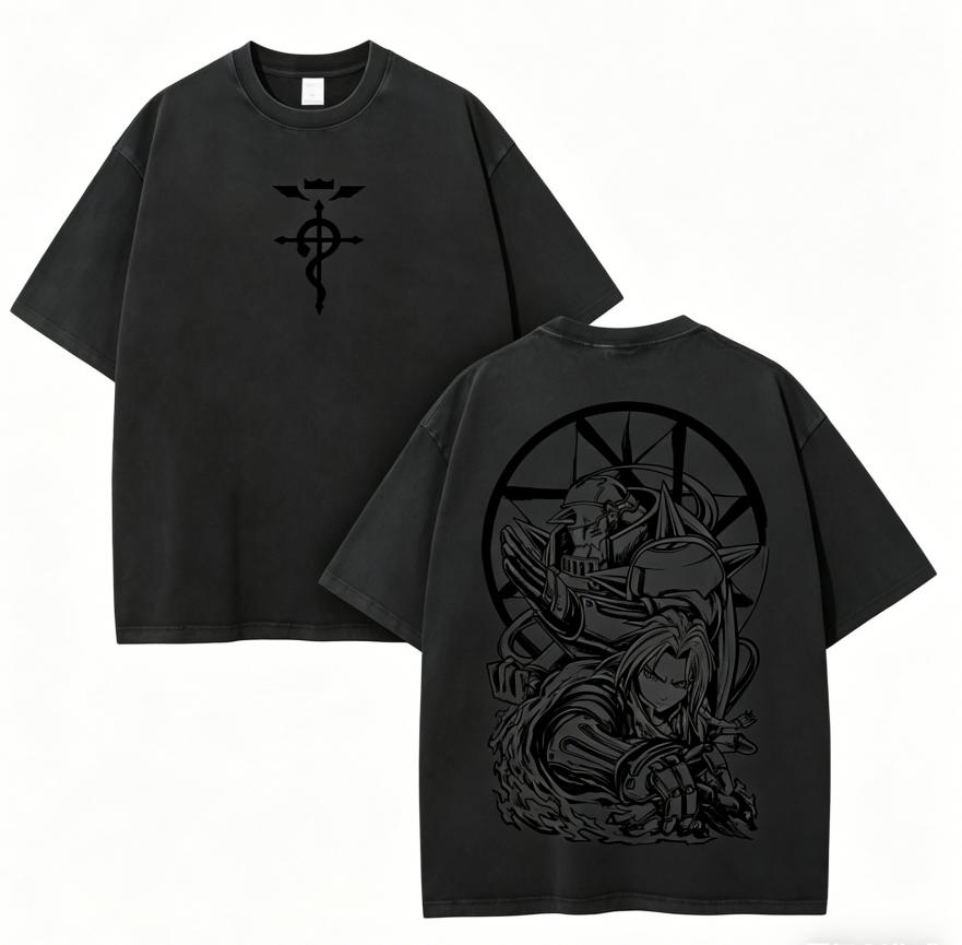 

Аниме-футболка Fullmetal Alchemist для любителей, стирка, одежда на весь год, высокое качество, индивидуальность, одежда больших размеров, унисекс, новая модель, парная футболка L