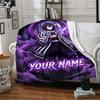 1pc Iguro Obanai Blanket with Custom Name, Gift, for Men and Women, Soft Blanket, Good for Sofa Bed Couch Travel, Lightweight Flannel Blanket