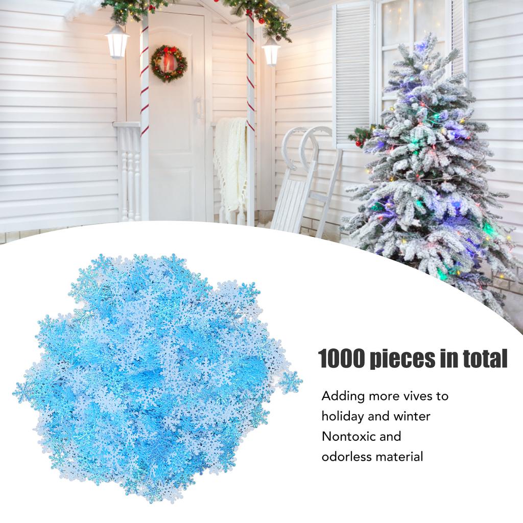 1000Pcs Snowflake Confetti 0.9in Vibrant Color Reusable Plastic Multi Purpose Christmas Confetti for Box Tree Vase