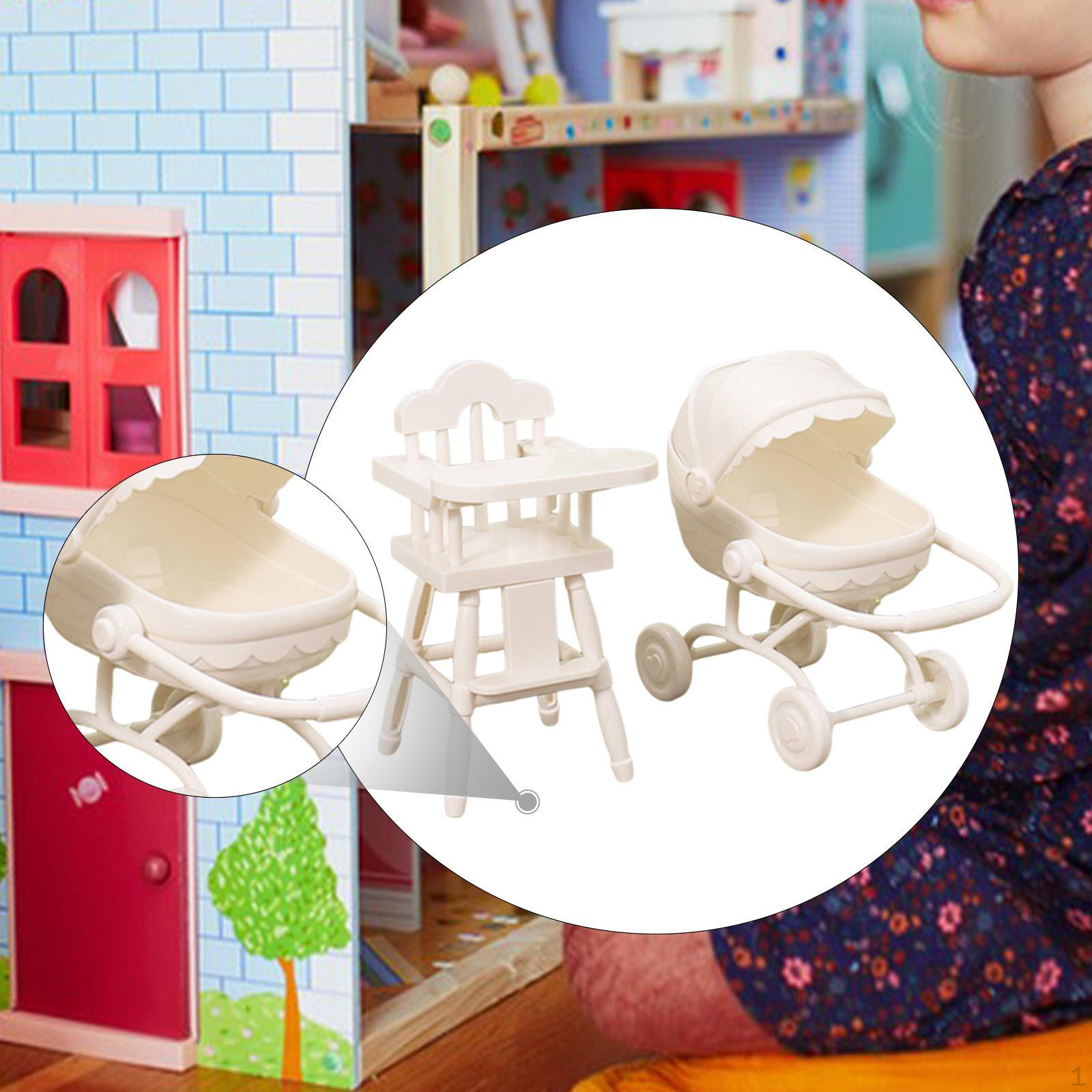 

1/12 Highchair and Mini High Chair Toy Imaginative Photo Prop Dollhouse Furniture for Handcraft Life білий
