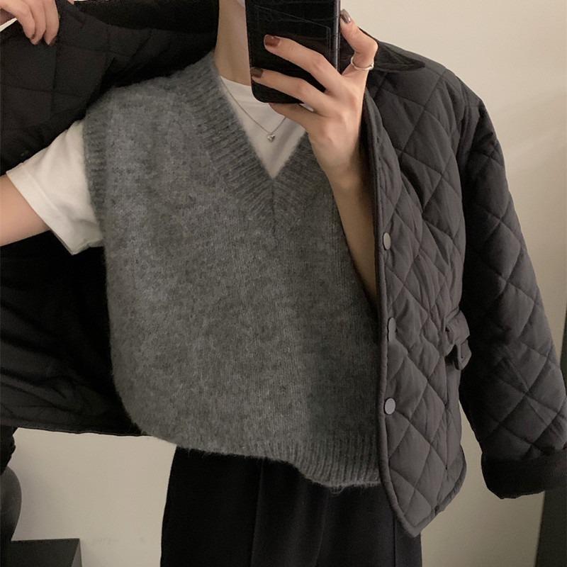 Fashion Sleeveless Pullover Knitted Women Sweaters Vest New Autumn Winter V Neck Casual Loose Elegant Knitwear Bottoming Tops