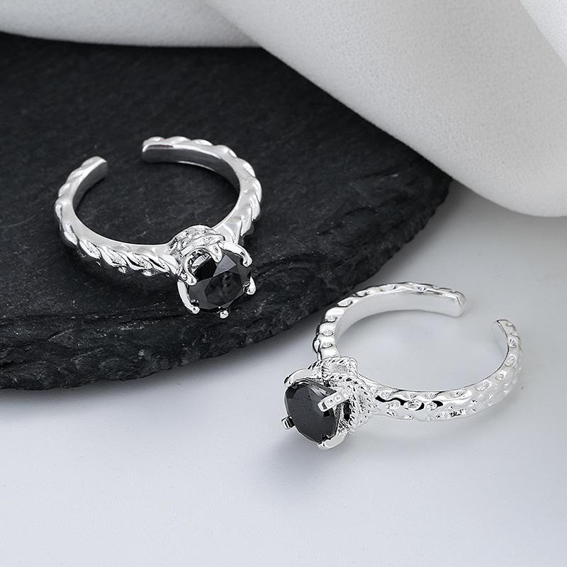Black Zircon RIngs For Women Man Couple Wedding Engagement Ring Jewelry