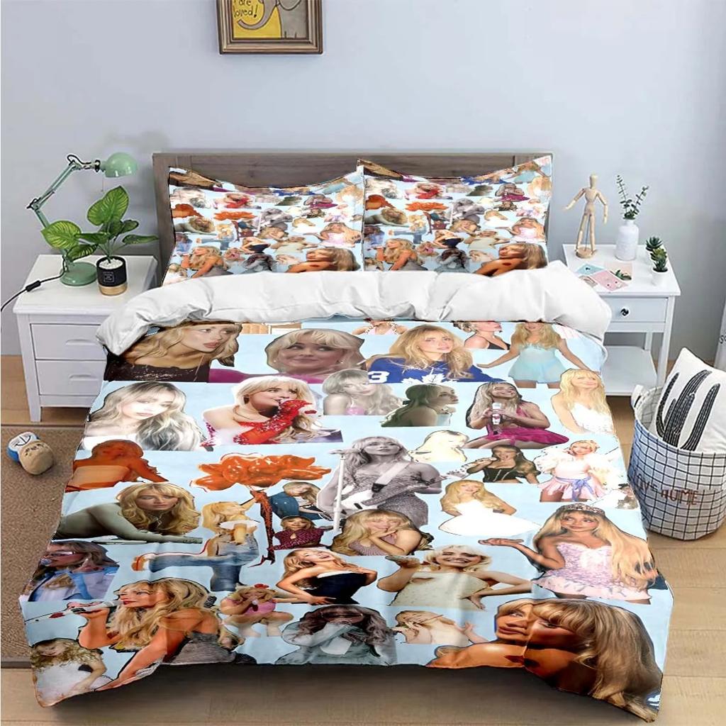 Comforter Pop Female Singer S-Sabrina Print Bedding Sets Exquisite Bed Supplies Set Bed Comforter Set Bedding Set Luxury Gift