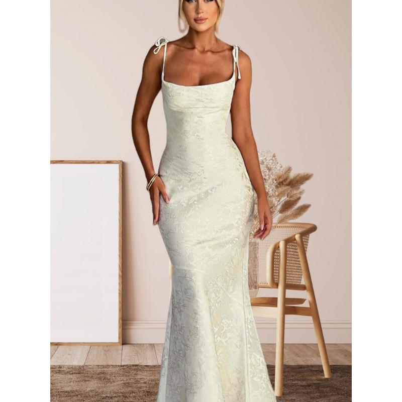 Solid Color Temperament Lace-up Sleeveless Sundress Women's Summer New Personality Open Back Waist and Hip Fishtail Skirt