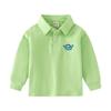 Children's Clothing Spring and Autumn Kids Long Sleeves Polo Shirt Boys' Two-Button Lapel Monster Cartoon Print Baby T-shirt