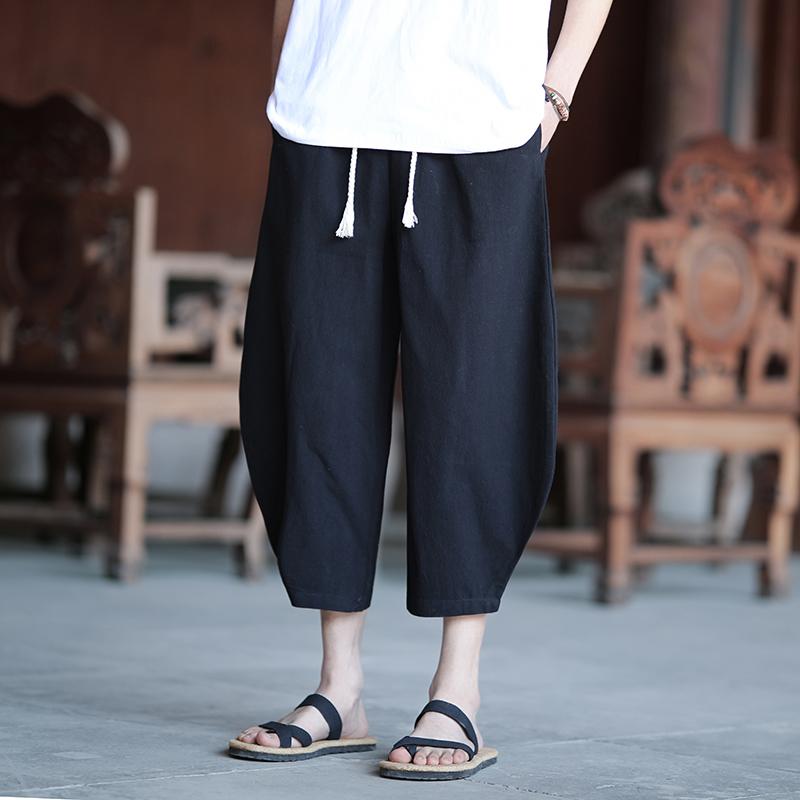 2025 Summer Men Cotton Linen Pants Men Loose Wide Leg Casual Trousers Male Comfortable Trendy Solid Color Pants Harajuku Pants