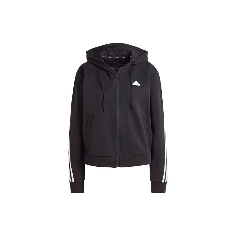 adidas Future Icons 3-Stripes Full-Zip Hoodie Black Women IN9475 S