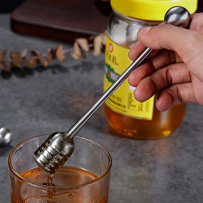 Bal Kaşığı Paslanmaz Çelik Bal Kepçesi Çubuğu Uzun Saplı Metal Şurup Bal Servis Kaşığı Bal Kavanozu Tencere Mutfak Aksesuarları