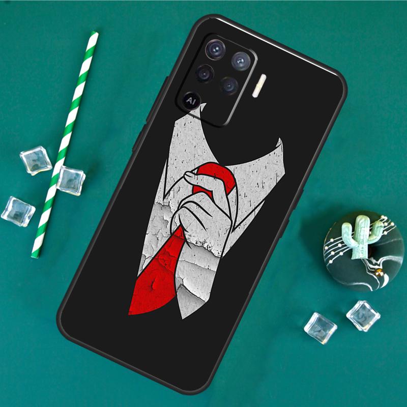 Suit and Tie Case For Oppo A40 A60 A80 A16 A76 A96 A18 A38 A58 A78 A98 A91 A15 A17 A74 A94 A54 A57S Cover
