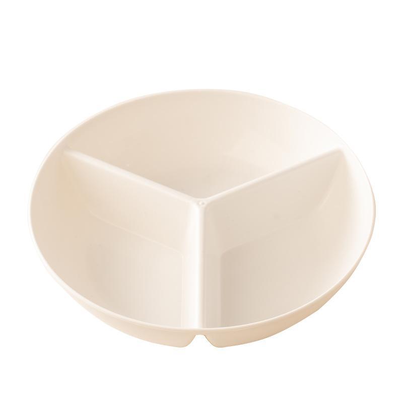 3 Compartments Grid-Shaped Dinner Plate Round Plastic Snack Serving Platter Durable Large Capacity Divided Food Tray Rice Cooker
