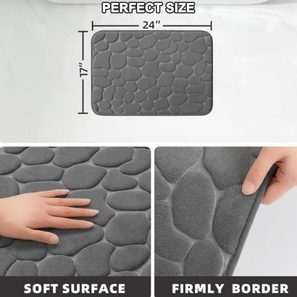 1pc Stone Pattern Memory Foam Bath Mat Non-slip Bathroom Carpets In Wash Basin Bathtub Side Floor Rug Shower Room Doormat