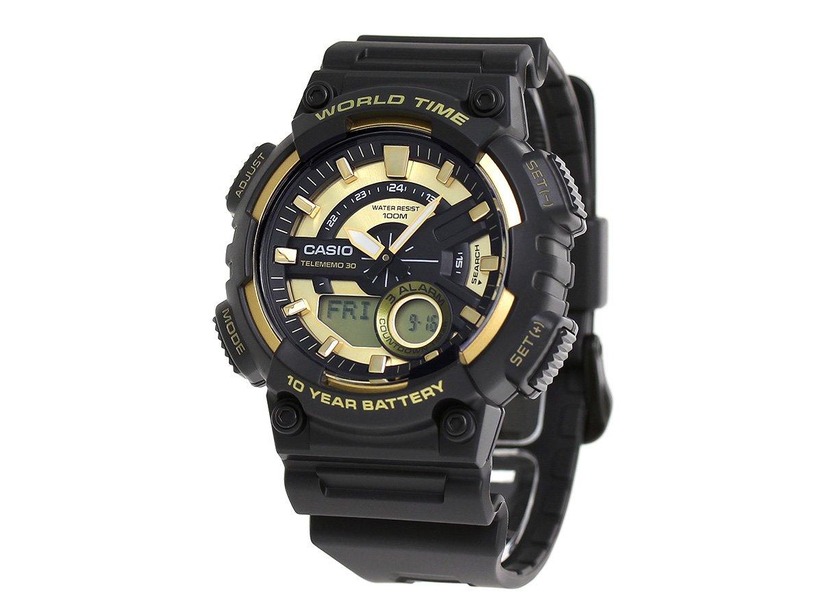

Casio Standard World Time Men s Watch, AEQ-110BW-9AVDF, Quartz, Gold and Black [Parallel Import]