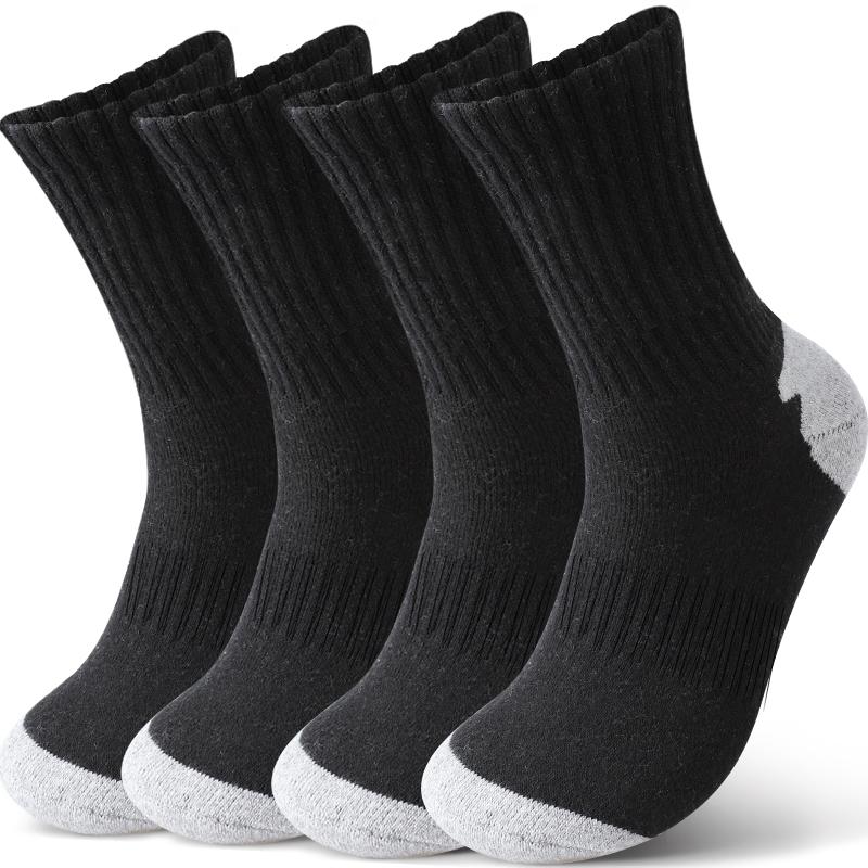 4Pairs Men s Mid-Calf Thick Wool Socks Winter Warm Loop Sports Socks Comfortable Cozy Thermal Hiking Socks Outdoor One Size