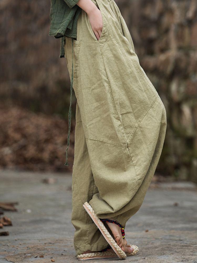Elegant Women's Baggy Cargo Y2k Pants Vintage Elastic Waist Trousers Loose Casual Long Wide Leg Oversize