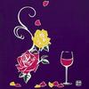 Dyeing Anbo Hand Towel and Edo Authentic Dyed Cotton Made In 35cm X 100cm "Roses Night, Purple" 100% Tokuoka, Japan,