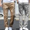Fashion Solid Zipper Pockets Design Straight Trousers Mens Casual Loose Drawstring Sweatpants Cargo Pants Men Streetwear