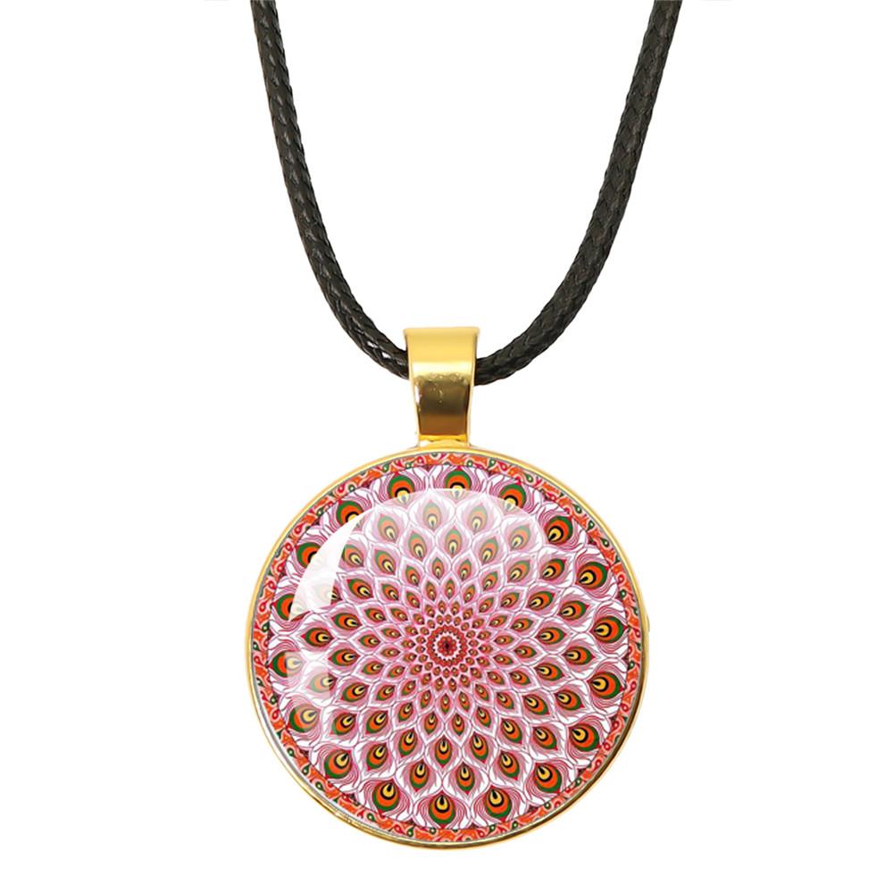 Beautiful Mandala Tree of Life Rope Chain Glass Pendant Necklaces for Women Yoga Mandala Necklaces Gift Charm Women Jewelry