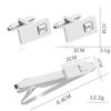Stylish French Men's Geometric Cufflinks and Tie Clip Set