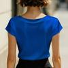 Top da Donna Scollo a V Manica Corta Design Pieghettato Camicette Colore Puro Vestibilità Slim Top Estivi Casual per Ufficio Feste Appuntamenti