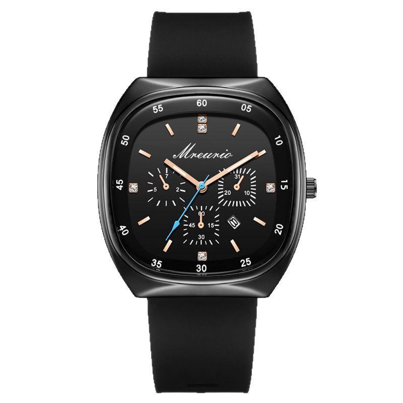 Silicone Watch Strap Mens Quartz Watch With Mineral Glass For Business Style Office Use