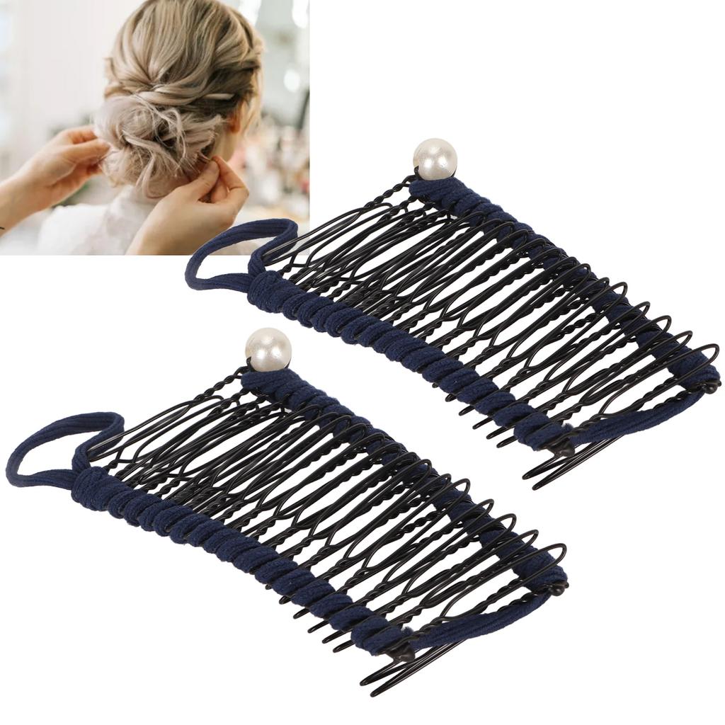 2pcs Banana Hair Clips Fashionable Stretchy Vintage Clincher Comb Tool for Women Thick Wavy Curly Hair