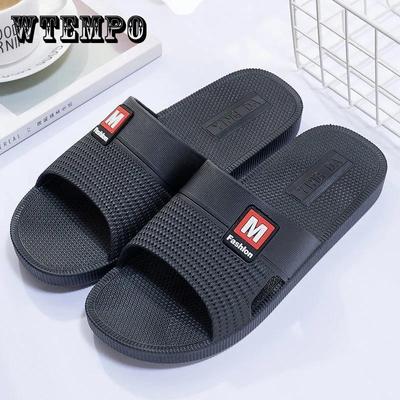 Papuci pentru bărbați cu talpă groasă Flip-flops pentru exterior Baie interioară Papuci anti-alunecare Fund moale Sandale de hotel rezistente la uzură Papuci de vară impermeabili