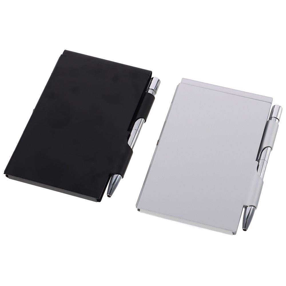 Aluminum Pocket Notebook Portable Travel Notepad with Pen Holder for Office Home Mini Notepad